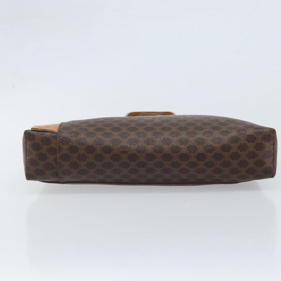 CELINE Macadam Canvas Hand Bag PVC Leather Brown Gold Auth ep13894A