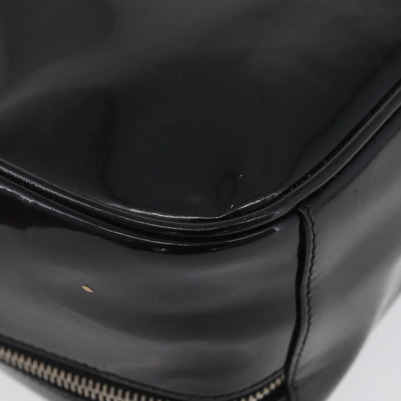 GUCCI Bamboo Hand Bag Patent leather Black Silver 000 270 0323 Auth ep13896