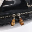 GUCCI Bamboo Hand Bag Patent leather Black Silver 000 270 0323 Auth ep13896-18