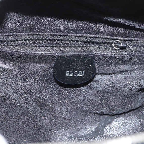 GUCCI Bamboo Hand Bag Patent leather Black Silver 000 270 0323 Auth ep13896