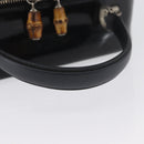 GUCCI Bamboo Hand Bag Patent leather Black Silver 000 270 0323 Auth ep13896-7