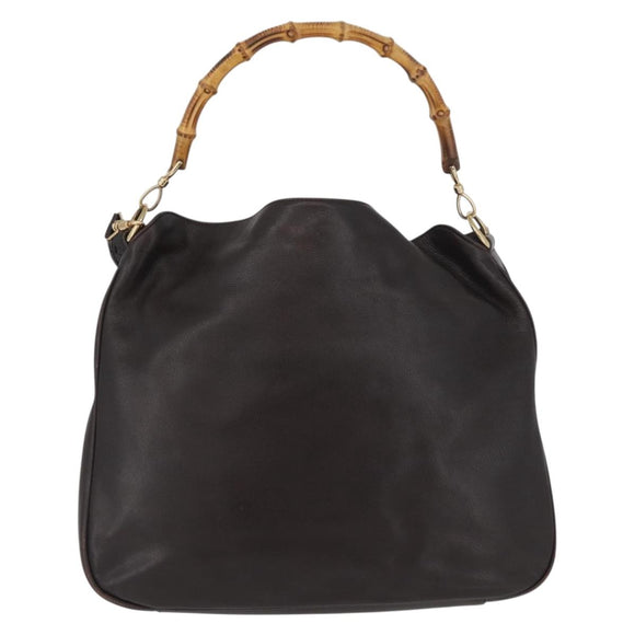 GUCCI Bamboo Shoulder Bag Leather 2way Brown Gold 001 1577 Auth ep13897
