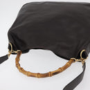 GUCCI Bamboo Shoulder Bag Leather 2way Brown Gold 001 1577 Auth ep13897-6