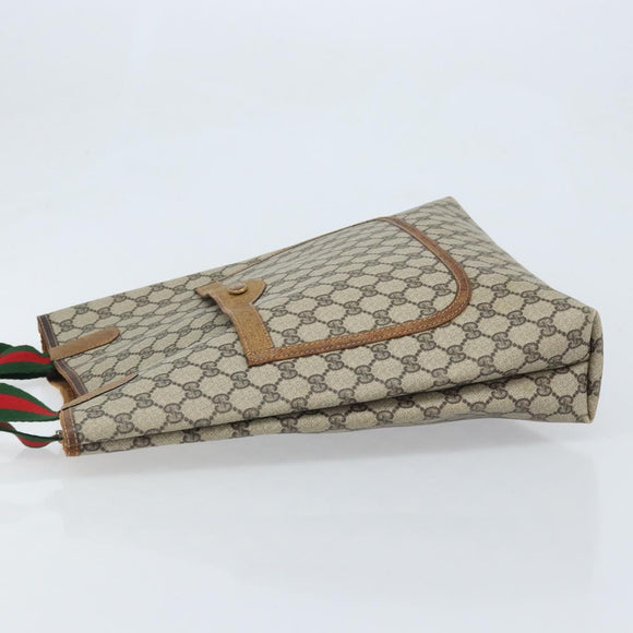 GUCCI GG Supreme Web Sherry Line Tote Bag PVC Beige 39 002 4487 Auth ep13898
