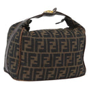 FENDI Zucca Canvas Vanity Hand Bag Black Brown Auth ep13903-1