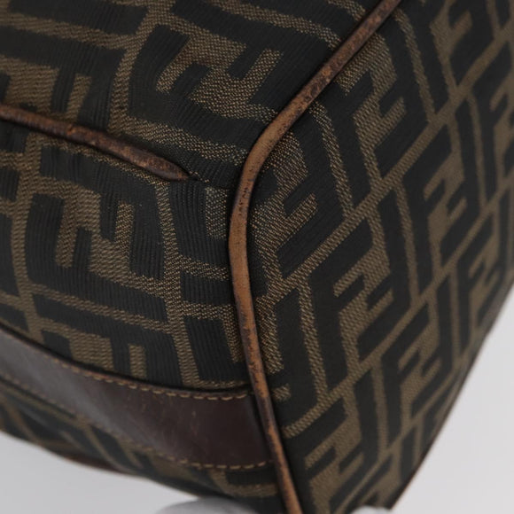 FENDI Zucca Canvas Vanity Hand Bag Black Brown Auth ep13903