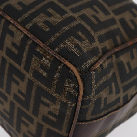 FENDI Zucca Canvas Vanity Hand Bag Black Brown Auth ep13903