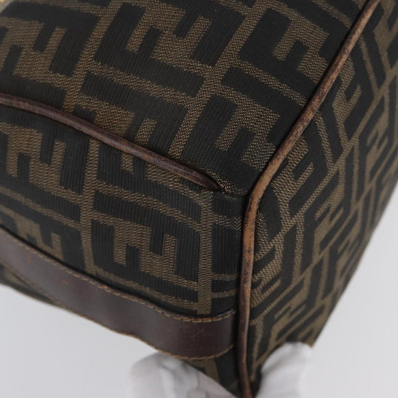 FENDI Zucca Canvas Vanity Hand Bag Black Brown Auth ep13903