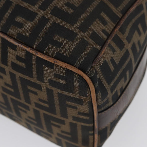 FENDI Zucca Canvas Vanity Hand Bag Black Brown Auth ep13903