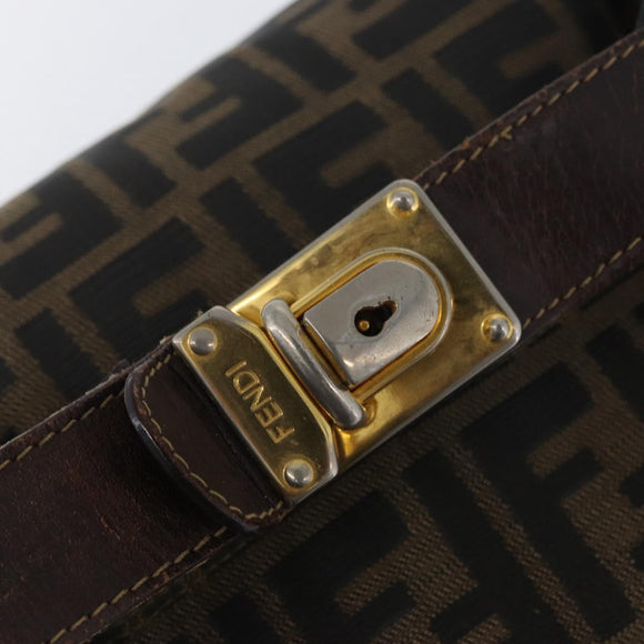 FENDI Zucca Canvas Vanity Hand Bag Black Brown Auth ep13903