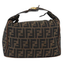 FENDI Zucca Canvas Vanity Hand Bag Black Brown Auth ep13903-13