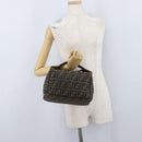 FENDI Zucca Canvas Vanity Hand Bag Black Brown Auth ep13903-23