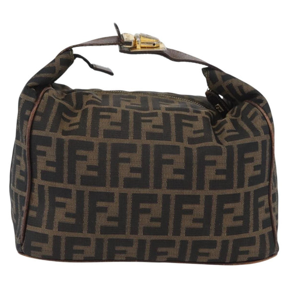 FENDI Zucca Canvas Vanity Hand Bag Black Brown Auth ep13903