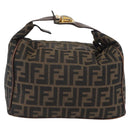 FENDI Zucca Canvas Vanity Hand Bag Black Brown Auth ep13903-2