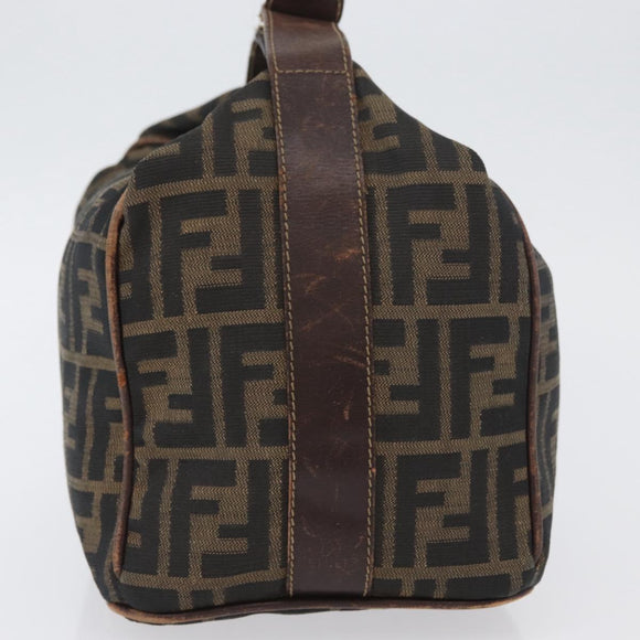 FENDI Zucca Canvas Vanity Hand Bag Black Brown Auth ep13903