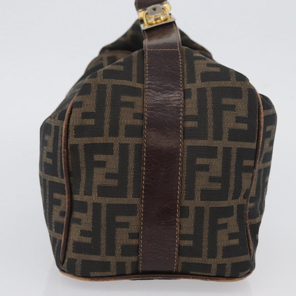 FENDI Zucca Canvas Vanity Hand Bag Black Brown Auth ep13903