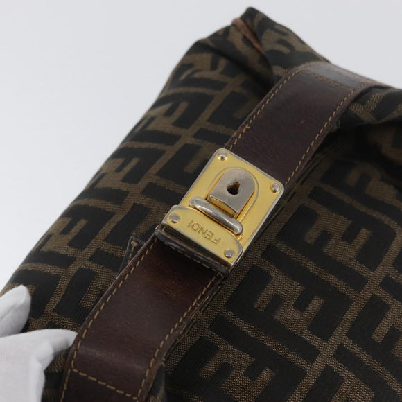 FENDI Zucca Canvas Vanity Hand Bag Black Brown Auth ep13903