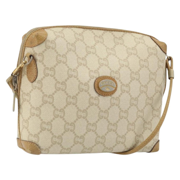 GUCCI GG Plus Supreme Shoulder Bag PVC Beige Gold Auth ep13904