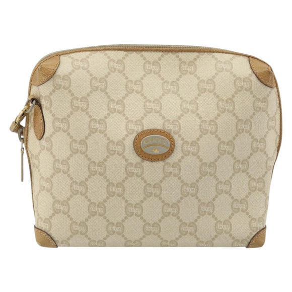 GUCCI GG Plus Supreme Shoulder Bag PVC Beige Gold Auth ep13904