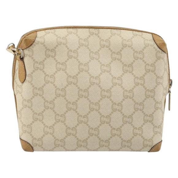 GUCCI GG Plus Supreme Shoulder Bag PVC Beige Gold Auth ep13904
