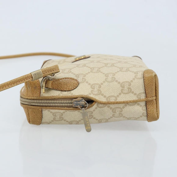 GUCCI GG Plus Supreme Shoulder Bag PVC Beige Gold Auth ep13904