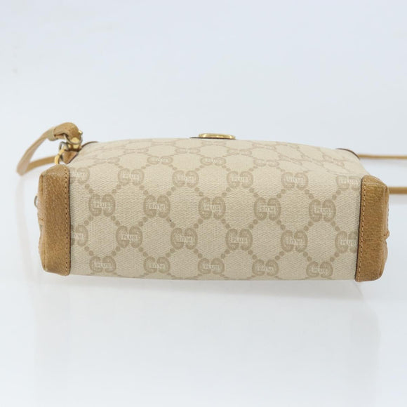 GUCCI GG Plus Supreme Shoulder Bag PVC Beige Gold Auth ep13904