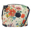 GUCCI Flora Shoulder Bag Canvas Leather White Gold 007 115 1093 Auth ep13906-1