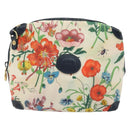 GUCCI Flora Shoulder Bag Canvas Leather White Gold 007 115 1093 Auth ep13906-13
