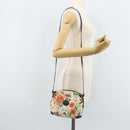 GUCCI Flora Shoulder Bag Canvas Leather White Gold 007 115 1093 Auth ep13906-23