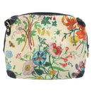 GUCCI Flora Shoulder Bag Canvas Leather White Gold 007 115 1093 Auth ep13906-2
