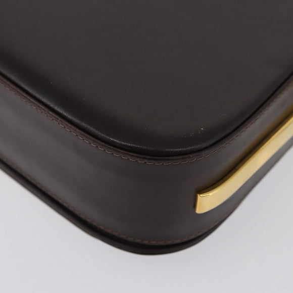 GUCCI Shoulder Bag Leather Brown Gold Auth ep13909