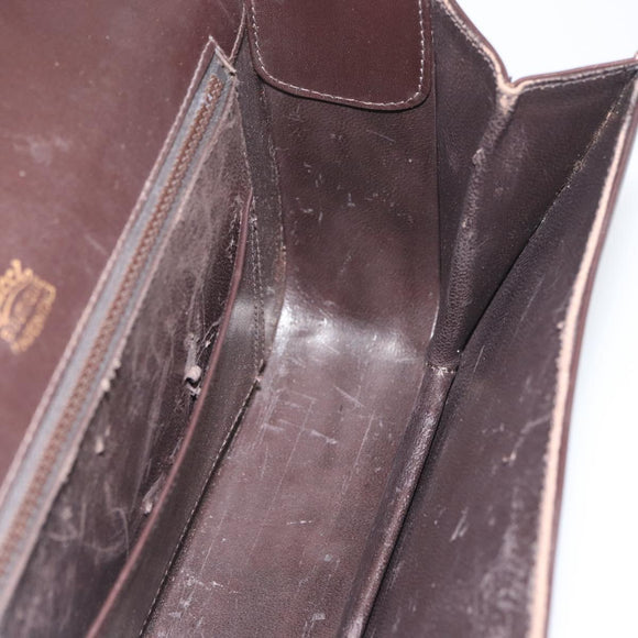 GUCCI Shoulder Bag Leather Brown Gold Auth ep13909