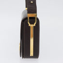 GUCCI Shoulder Bag Leather Brown Gold Auth ep13909-4