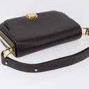 GUCCI Shoulder Bag Leather Brown Gold Auth ep13909-6
