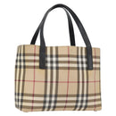 BURBERRY Nova Check Hand Bag PVC Beige Silver Auth ep13911-1