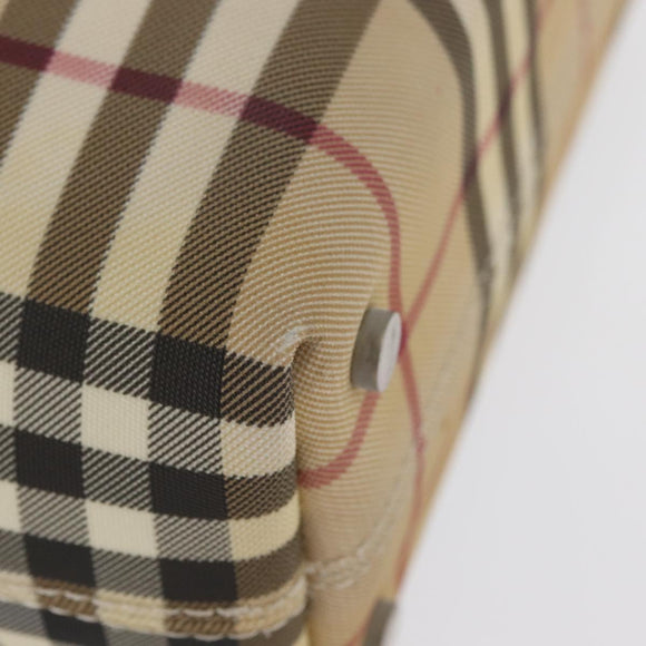 BURBERRY Nova Check Hand Bag PVC Beige Silver Auth ep13911