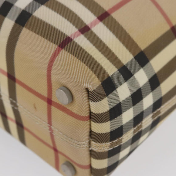BURBERRY Nova Check Hand Bag PVC Beige Silver Auth ep13911