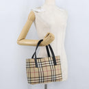 BURBERRY Nova Check Hand Bag PVC Beige Silver Auth ep13911-26