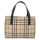 BURBERRY Nova Check Hand Bag PVC Beige Silver Auth ep13911-2