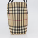 BURBERRY Nova Check Hand Bag PVC Beige Silver Auth ep13911-3