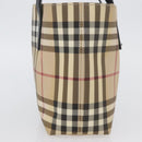 BURBERRY Nova Check Hand Bag PVC Beige Silver Auth ep13911-4