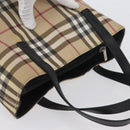 BURBERRY Nova Check Hand Bag PVC Beige Silver Auth ep13911-6