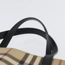 BURBERRY Nova Check Hand Bag PVC Beige Silver Auth ep13911-8