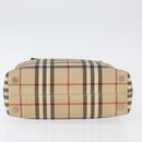 BURBERRY Nova Check Hand Bag PVC Beige Silver Auth ep13911-5