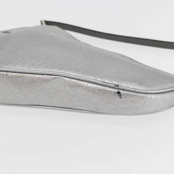 Christian Dior Trotter Canvas Saddle Accessory Pouch PVC Silver Auth ep13915A