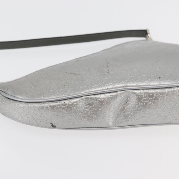 Christian Dior Trotter Canvas Saddle Accessory Pouch PVC Silver Auth ep13915A