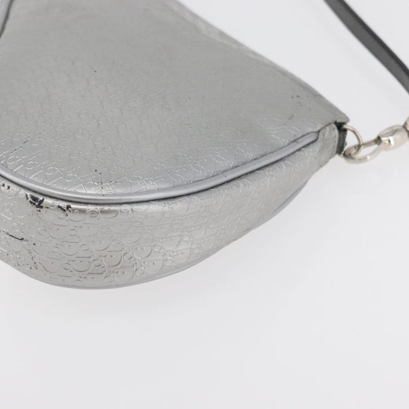Christian Dior Trotter Canvas Saddle Accessory Pouch PVC Silver Auth ep13915A