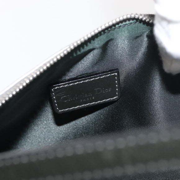 Christian Dior Trotter Canvas Saddle Accessory Pouch PVC Silver Auth ep13915A