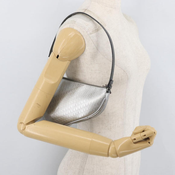 Christian Dior Trotter Canvas Saddle Accessory Pouch PVC Silver Auth ep13915A