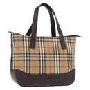 BURBERRY Nova Check Hand Bag Canvas Beige Gold Auth ep13921-1